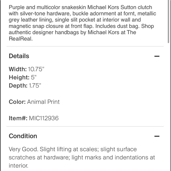Michael Kors Purple Snakeskin Sutton Clutch - Picture 6 of 7